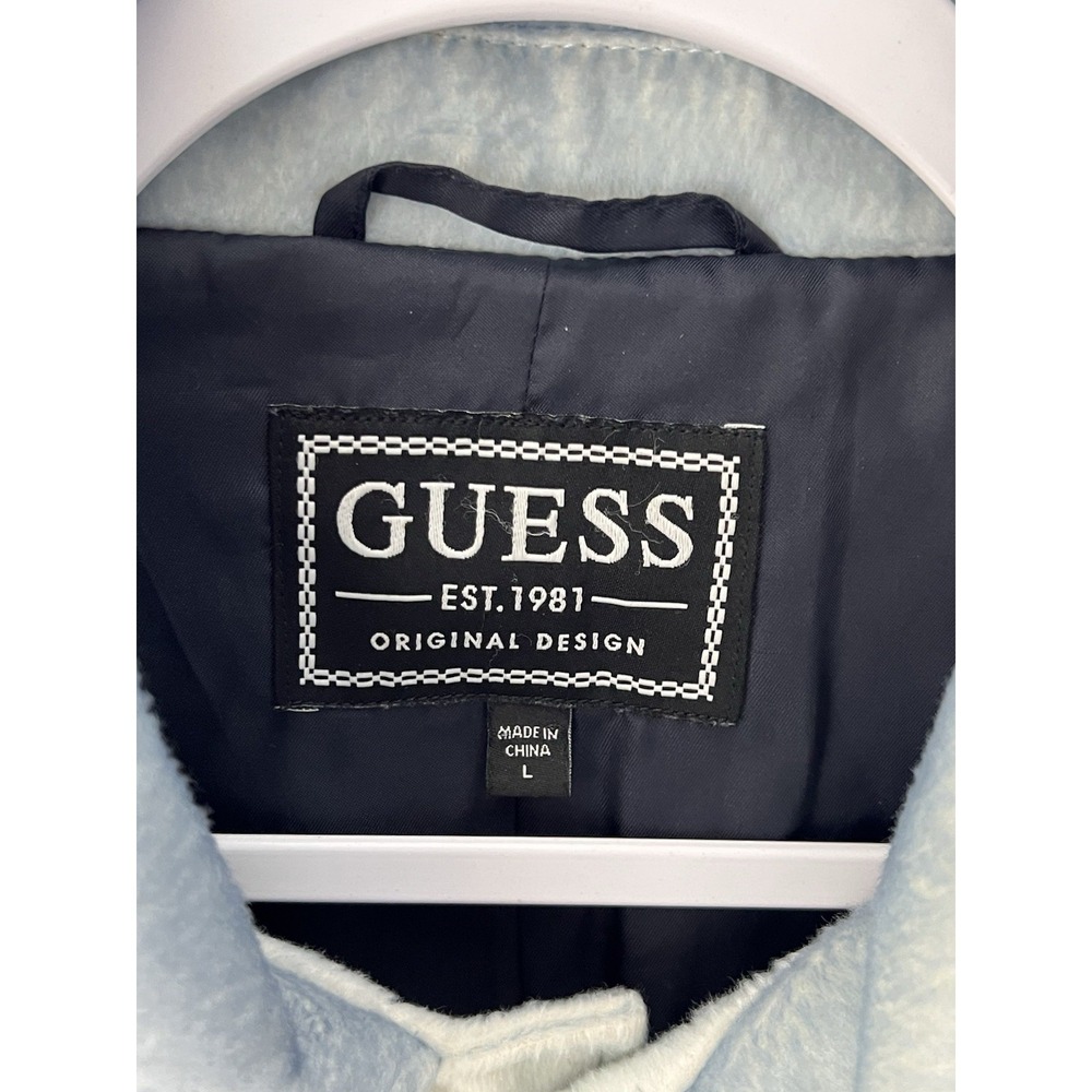 Guess Artistic Landscape AOP Soft Coat Jacket Mens Sz Large Blue Pockets Lined - Picture 3 of 8